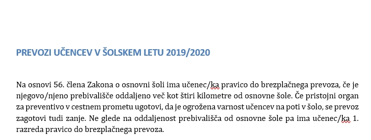 PREVOZI UČENCEV V ŠOLSKEM LETU 2019/2020